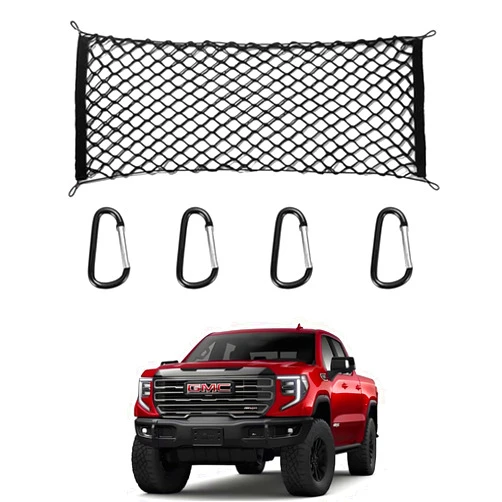 AuyNeas for GMC Sierra Chevy Silverado Envelope Style Truck Bed Cargo Net - Fits 2013-2024 2025 2026 Sierra Silverado Accessories Cargo Net for Pickup Truck Bed - Heavy Duty Carabiners