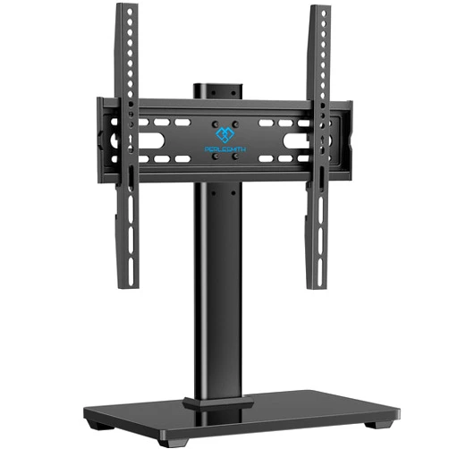 PERLESMITH Universal TV Stand - Table Top TV Stand for 32-60 inch LCD LED TVs - Height Adjustable TV Base Stand with Tempered Glass Base & Wire Management, VESA 400x400mm PSTVS04