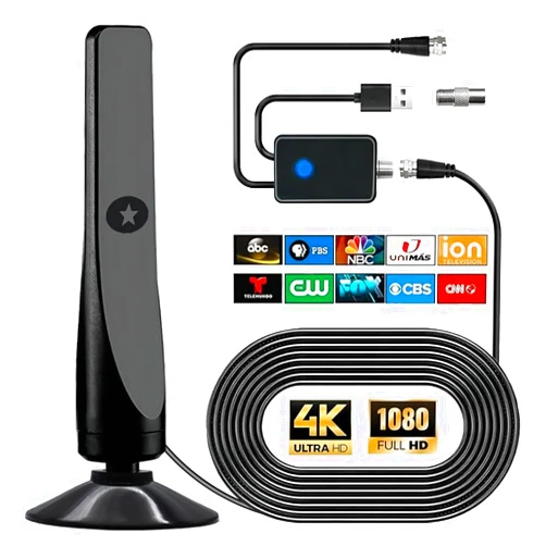 Persil TV Antenna, TV Antenna for Smart TV Indoor,Amplified HD Digital TV Antenna，Miles Coverage Range Supports 4K 8K 1080p for Smart HDTV and Older TVs，with High Performance Coax Cable
