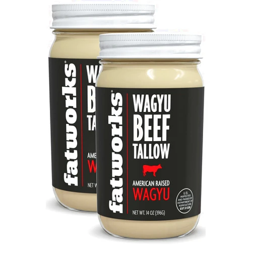 Fatworks 100% American Wagyu Tallow, Pit Master Secret Weapon, Certified Wagyu, KETO, PALEO, CARNIVORE, WHOLE30 friendly, Non-Hydrogenated, USA Sourced, 14 oz. (2 Pack)