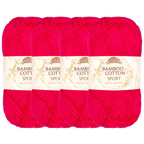 BambooMN JubileeYarn Bamboo Cotton Sport Yarn - 50g/Skein - Magenta - 4 Skeins