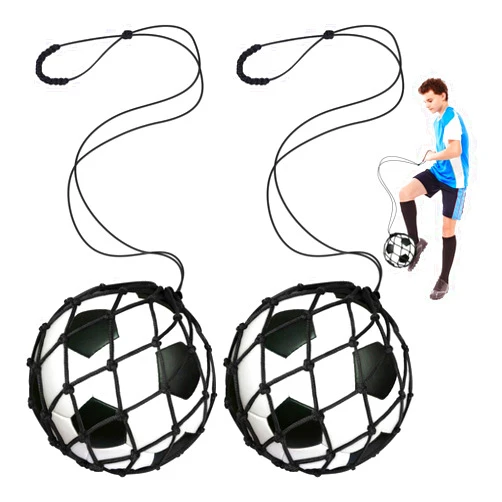 Rolitwils Soccer Kick Trainer 2 Psc with Return Net - Football Training Equipment for Boys & Girls - Practice Gear Compatible with Size 3 4 5 Balls