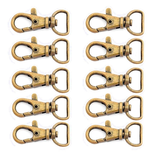 CRAFTMEMORE 20pcs Swivel Lobster Claw Clasp Trigger Snap Hooks for Purse Making Macrame Lanyard Clip CSPS (1/2 Inch, Antique Brass)