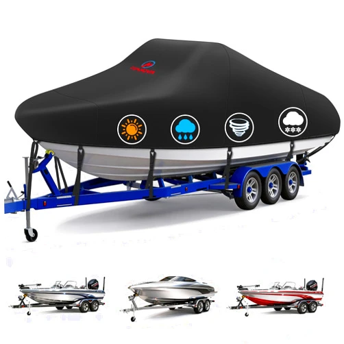 M COMNOVA OUTDOORS Comnova Boat Cover 17-19 FT - Marine Grade Trailerable Boat Cover Heavy Duty & Waterproof - Fit 17 to 19ft V-Hull, Tri-Hull, Fishing Boats, Runabout, Bowrider, Fish & Ski, and Pro-Style Bass Boats