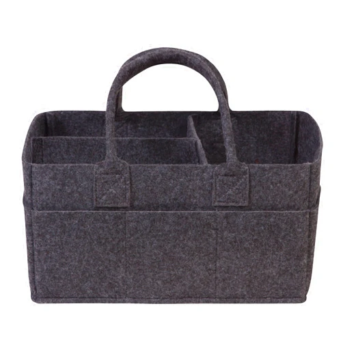 Sammy & Lou Diaper Caddy Organizer - Collapsible Tote Bag with Handles - Organizer for Diapers, Wipes & Baby Changing Supplies - Felt Storage Organizing Bin for Car, Desk, Nursery (Charcoal Grey)