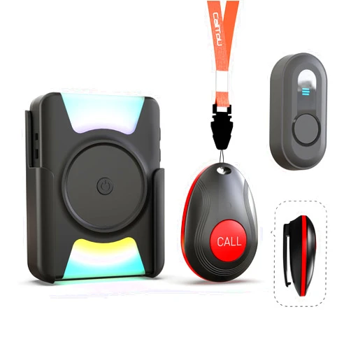 CallToU Caregiver Pager Wireless Call Button Vibration Pager 1000FT Nurse Calling Alert System for Hard of Hearing Home Elderly Disabled Patient 2 SOS Panic Button 1 Receiver, 4 Modes
