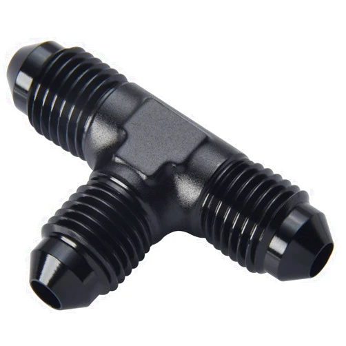 Podavelle 4AN Male Flare Tee T Block Fuel Fitting Adapter Aluminum Black
