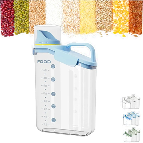 Generic Clear Airtight Food Storage Containers,Rice Storage Bin Cereal Containers Dispenser,New Upgraded Cereal Containers Storage For Kitchen Pantry Organization and Storage (Blue, 2000ML/67.6OZ)