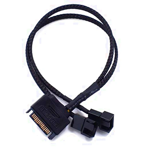 ZYAMY 2pcs Computer Cooling Fan Hub SATA to 2 x 3 Pin / 4 Pin PMW 12V PC Case Fan Power Adapter Cable, 3-Pin or 4-Pin (PWM Connector) to 15 Pin SATA Computer Cooler Cooling Fan Splitter Y Power Cable