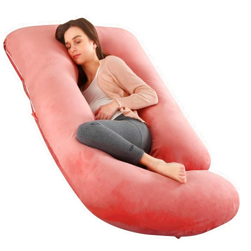cauzyart Pregnancy Pillows for Sleeping U-Shape Full Body Pillow and Maternity Support - for Back, HIPS, Legs, Belly for Pregnant Women with Removable Bean Velvet Cover(Pink)