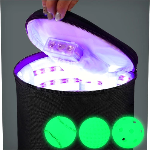 Hiboom UV Light Quick Glow Charger Large LED Recharging Bag for Glow in The Dark Kickball Dodgeball Soccer Football Basketball Volleyball Glow in The Dark Game Teen Adult Sport Enthusiast
