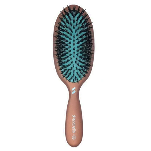 Spornette Ion Fusion Cushion Oval Brush - Boar & Nylon Bristle Mix for Brushing Out, Smoothing, Detangling, Styling and Setting Medium to Long, Thick, Thin or Normal Hair for Men, Women and Children