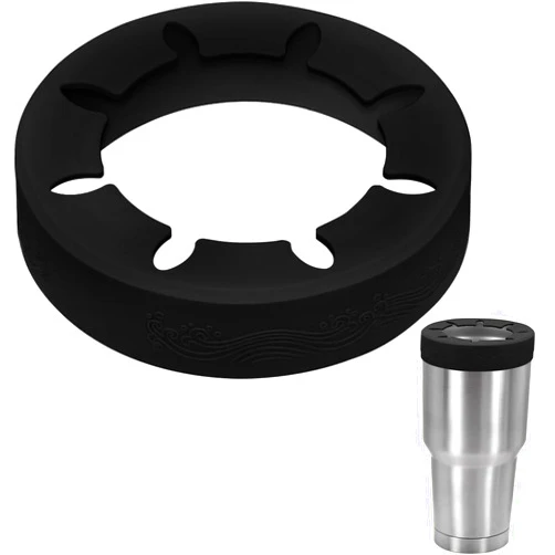 XccMe Iced Coffee Silicone Ring for Cold Beverages,Reusable Silicone Lid for 30oz Stainless Steel Tumbler,for YETI,RTIC,BJPKPK,for The Cup Mouth Diameter 3.9-4 inch (Black)