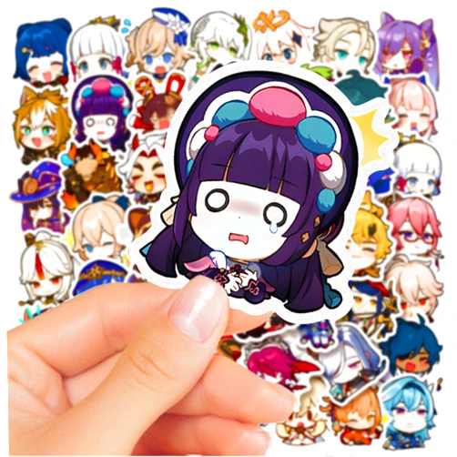 SSUMMERISH WIND 100PCs Chibi Genshin Impact Stickers, Cute Cartoon Anime Game Stickers, Aesthetic Adhesive Vinyl Sticker Decals, Stickers for Hydro Flask, Laptop, Water Bottle, Stickers for Kids, Toddlers, Teens,