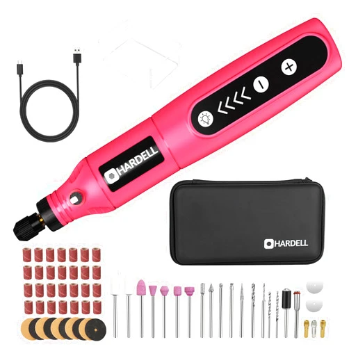 HARDELL Mini Cordless Rotary Tool, 5-Speed 3.7V rechargeable Kit with 61 Accessories, USB Charging Multi-Purpose Power Tool for Sanding, Polishing, Drilling, Etching, Engraving, DIY Crafts