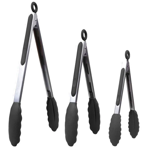 MOACC Kitchen Tongs for Cooking with Silicone Tips, Heat Resistant Kitchen Utensils Locking Silicone Tongs, Serving Food Tong Set of 3, 7,9,12 Inch