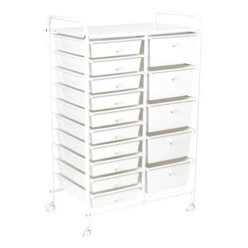 Honey-Can-Do Honey Can Do 15-Drawer Metal Rolling Storage Cart, White CRT-09106 White