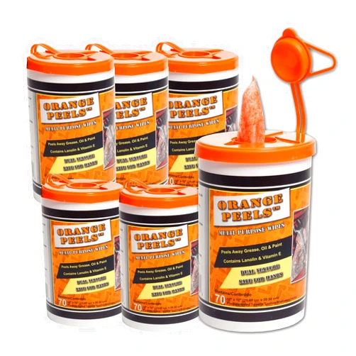 Texas Ragtime Orange Peels Premoistened Heavy-Duty Cleaning Wipes (420 Count) for Hands, Equipments, Tools, Machines | Dual Texture | Disposable Grease & Grime Remover | With Lanolin & Vitamin E | 10