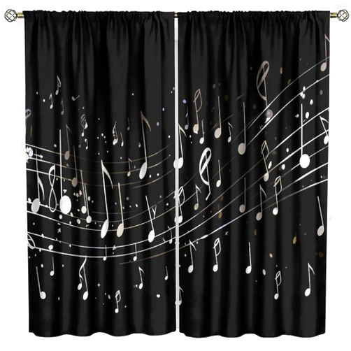 SXYHCK Music Notes Curtains for Bedroom Aesthetic, Living Room Decor Blackout Window Drapes, Musical Theme Colorful Music Notes Pattern Design21 W x45 Lx2 Panels