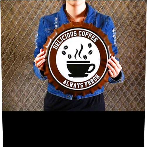 YHSTG Collectible Figurine Craft Resin Statue Industrial Style Retro Metal Beer Bottle Tin Drawing Pendant Creative Coffee Shop Wall Art Hangings Decorations -L