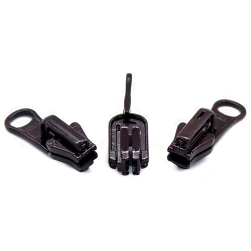 Zipperstop Zipper Repair Kit - #5 YKK Vislon Reversible Fancy Sliders - Choose Your Color - (3 Sliders Per Pack & 6 Top Stops) Made in The United States (Brown)