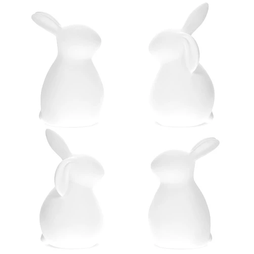 Gerrii Set of 4 Ceramic White Rabbit Statue Easter Decorative Bunny Figurine Small Ceramic Bunny Decorations Porcelain Easter Rabbit Decor for Art Garden Wedding Decor, 5 x 3 Inch