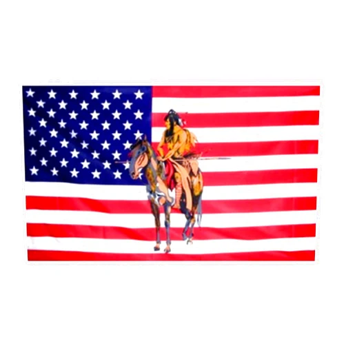 Trade Winds USA Premium Store Indian on Horse US Flag 3x5 ft USA America Native American Horseback Riding