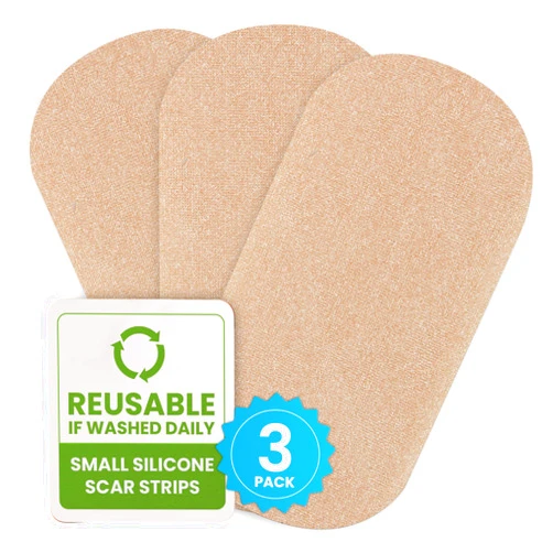 Epi-derm EpiDerm Silicone Gel Scar Small Strips - Premium Fabric-Lined Silicone Scar Sheets for Small Scars - Non-Medicated, Washable & Reusable Scar Tape - Gentle on All Skin Types - 3-Pack, Natural Tone
