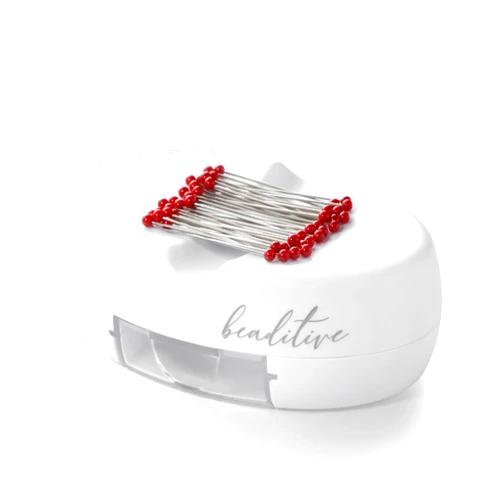 Beaditive Magnetic Pin Cushion with Drawer - Strong Magnet Pin Holder Cushions for Sewing - 50 Glass Head Quilting Pins Included - Chic Pincushion Caddy for Sewing Pins, Paper Clips, Screws – White