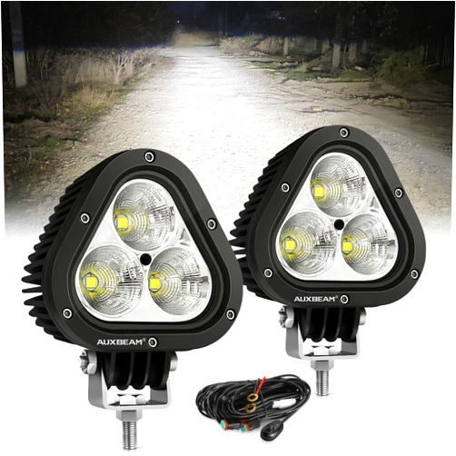 Auxbeam Led Pods 4in 90W, Off Road Pod Light Super Bright A-pillar Triangle Led Pod Light Bumper Led Fog Light White Spot Flood Combo Ditch Light Universal Auxiliary Light for Jeep ATV Ford Truck