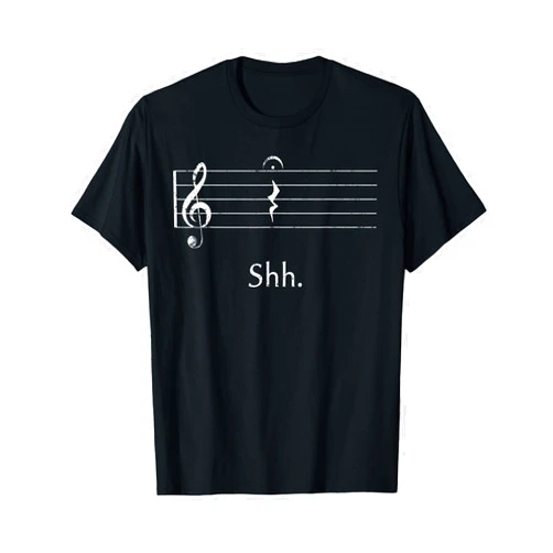 Funny Awesome Music Notes Parody Rehearsal Tees Funny Music Shh Quarter Rest and Fermata T-Shirt