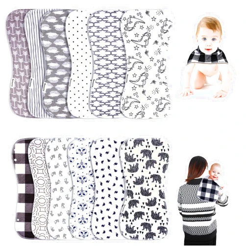 Benoxine Baby Burp Cloths & Baby Bibs 2-in-1 Design Large Size 3 Layers Thicken Cotton Super Absorbent and Soft Baby Spit Up Burping Rags Baby Burp Cloth Set for Boys and Girls Solid 12 Pack