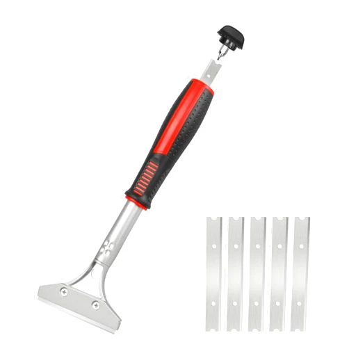 ORIENTOOLS Heavy Duty 4-inch Razor Blade Scraper with Long-Handle, Cleaning Glass Wall Scraper, Painting stripping tools,Tile Adhesive Removal (Improved version)