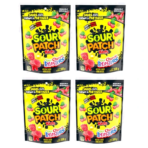 Maynards Sour Cherry Blasters Candy, 355 Gram/12.52 ounces {Imported from Canada}-SET OF 4