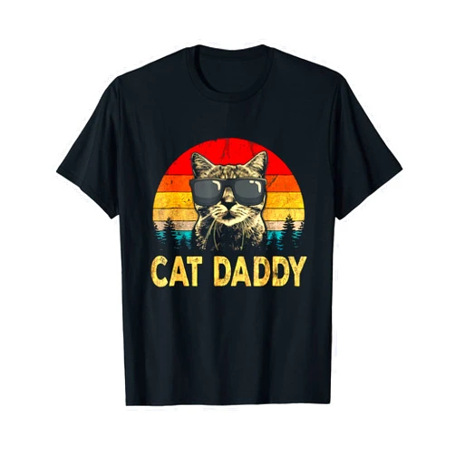 Best Cat Dad Ever Gift For Cat Daddy Cat Christmas Mens Vintage Cat Daddy Funny Cat Lover Gift Cat Dad Fathers T-Shirt