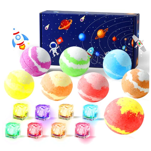 TITETE 3.88OZ Bath Bombs for Kids Boys Girls Women with Toys Inside Surprise, 8 Light up Bath Bomb of Solar System Set, Organic Essential Oil spa Gift Set for Women Relaxing, Birthday, Party, Christmas