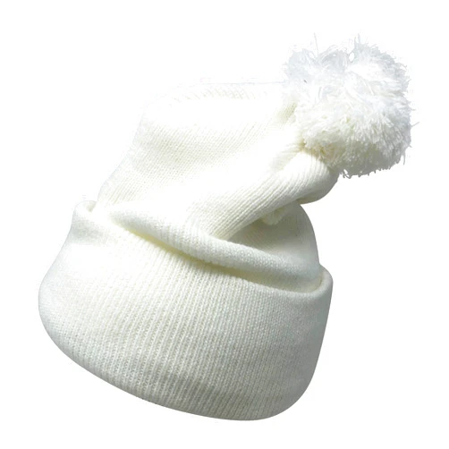 CHAPEAU TRIBE Warm Soft Slouchy Winter Pom Pom Knit Solid Cuff Beanie Hat (White)