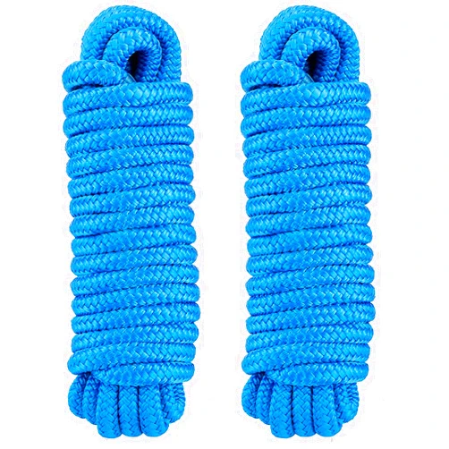 Amarine Made Double Braided Nylon Dock Lines 4840 lbs Breaking Strength (L: 25 ft. D: 1/2 inch Eyelet: 12 inch) 2 Pack of Marine Mooring Rope Boat Dock Lines Working Load Limit: 968 lbs