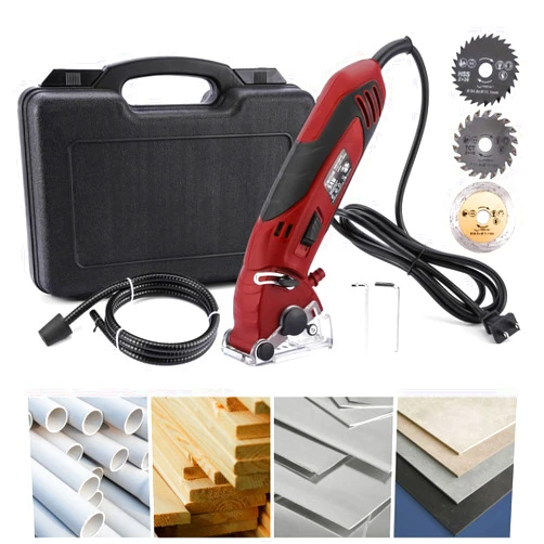 IRONWALLS Mini Circular Saw Set, 400W 3400RMP Multi-Functional Circular Saw Machine with 3PCS Carbide Tipped Blade, 110V Hand-Held Corded Electric Powered Mini Saw for Wood, Metal, Tile, PVC Plastic