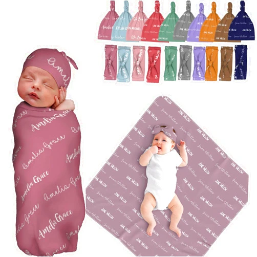IWEORTHY Personalized Baby Boy Swaddle Blanket, Baby Swaddle Wrap, Personalized Baby Girl Swaddle Blanket, Baby Blanket with Name, Baby Swaddle Blanket for Newborn (Names)