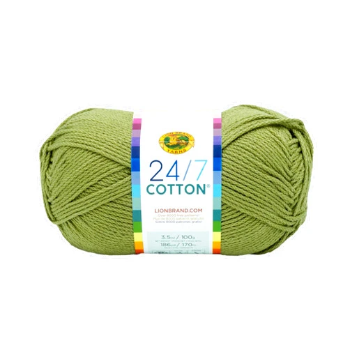 Lion Brand Yarn Lion Brand 24/7 Cotton Yarn, Lightweight Yarn for Knitting, Crocheting, and Crafts, Bay Leaf, 1 Pack