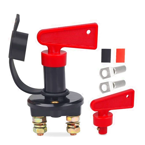 WATERWICH DC 12-48V Power Kill Switch Cut/Shut off Marine Battery isolator Disconnect Switch 200 Amp With 2 Keys and 2 Copper Ring Terminals for Ship Boat Small Yacht RV Camper Truck Car Vehicle