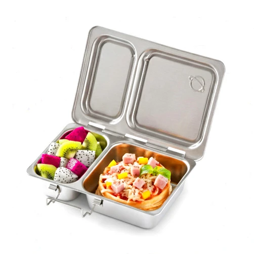 PlanetBox Shuttle Stainless Shuttle Bento Box Style Lunch Box for Kids with 2 Compartments – Durable, Dishwasher Safe & BPA-Free Food Container