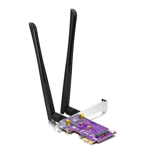 10Gtek PCIE X1 to M.2/NGFF (A+E Key) WiFi Bluetooth Wireless Module Adapter Card with Dual-Band 2.4&5G 2X 5dBi Antenna
