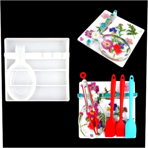 Rolin Roly Spoon Storage Resin Mold Holder Epoxy Mould Multiple Utensil Rest Silicone Molds Kitchenware Organizer Casting Moulds for Kitchen Home Decoration (silicone kitchen tray mold)