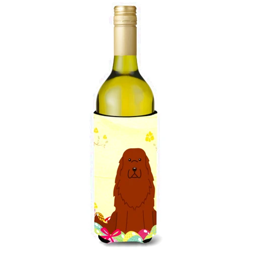 Caroline's Treasures BB6050LITERK Easter Eggs Caucasian Shepherd Dog Wine Bottle Hugger Bottle Cooler Sleeve Hugger Machine Washable Collapsible Insulator Beverage Insulated Holder