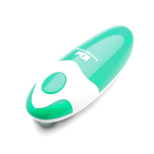 Kitchen Mama Auto Electric Can Opener: Open Your Cans with A Simple Press of Button - Automatic, Hands Free, Smooth Edge, Food-Safe, Battery Operated, YES YOU CAN (Teal)