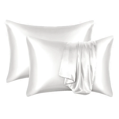 Silk Pillowcase 2 Pack, Soft Satin Pillowcases, Smooth and Wrinkle-Free for Women Men, White