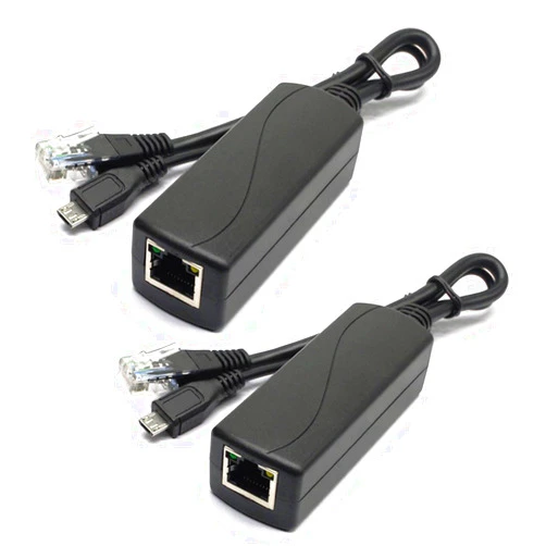 ANVISION 2-Pack Active 5V 2.4A PoE Splitter Adapter IEEE 802.3af Compliant Micro USB 48V to 5V/2.4A for Tablets, Dropcam or Raspberry Pi, IPC, IP Camera and More