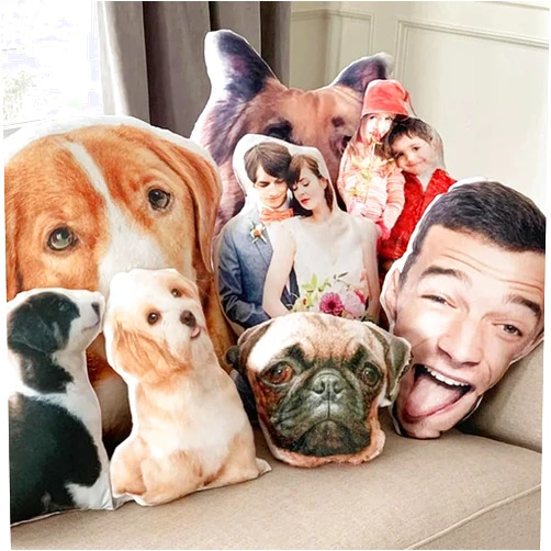 SOUFEEL Custom Pet Photo Pillow - Personalized Dog & Cat Face Shaped Cushion - Unique Animal Image Pillow - Memorial Gift - Single-Sided Print